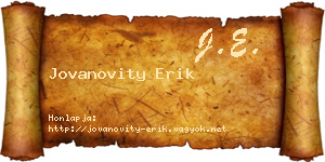 Jovanovity Erik névjegykártya